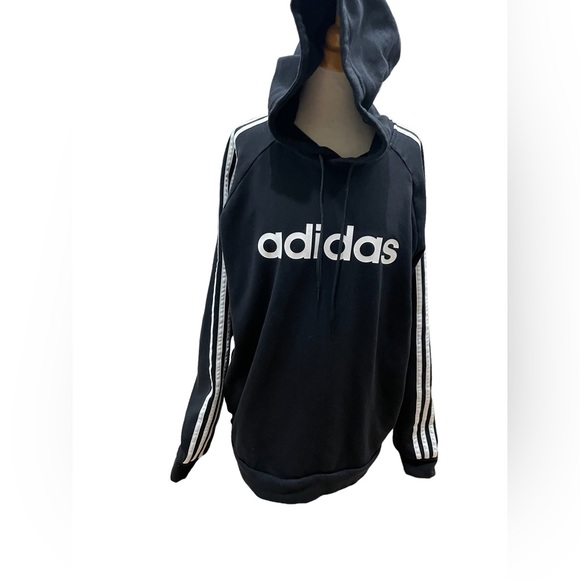 Adidas Men's Essentials 3-Stripes Pullover Hoodie, Black/White Large - Picture 7 of 8
